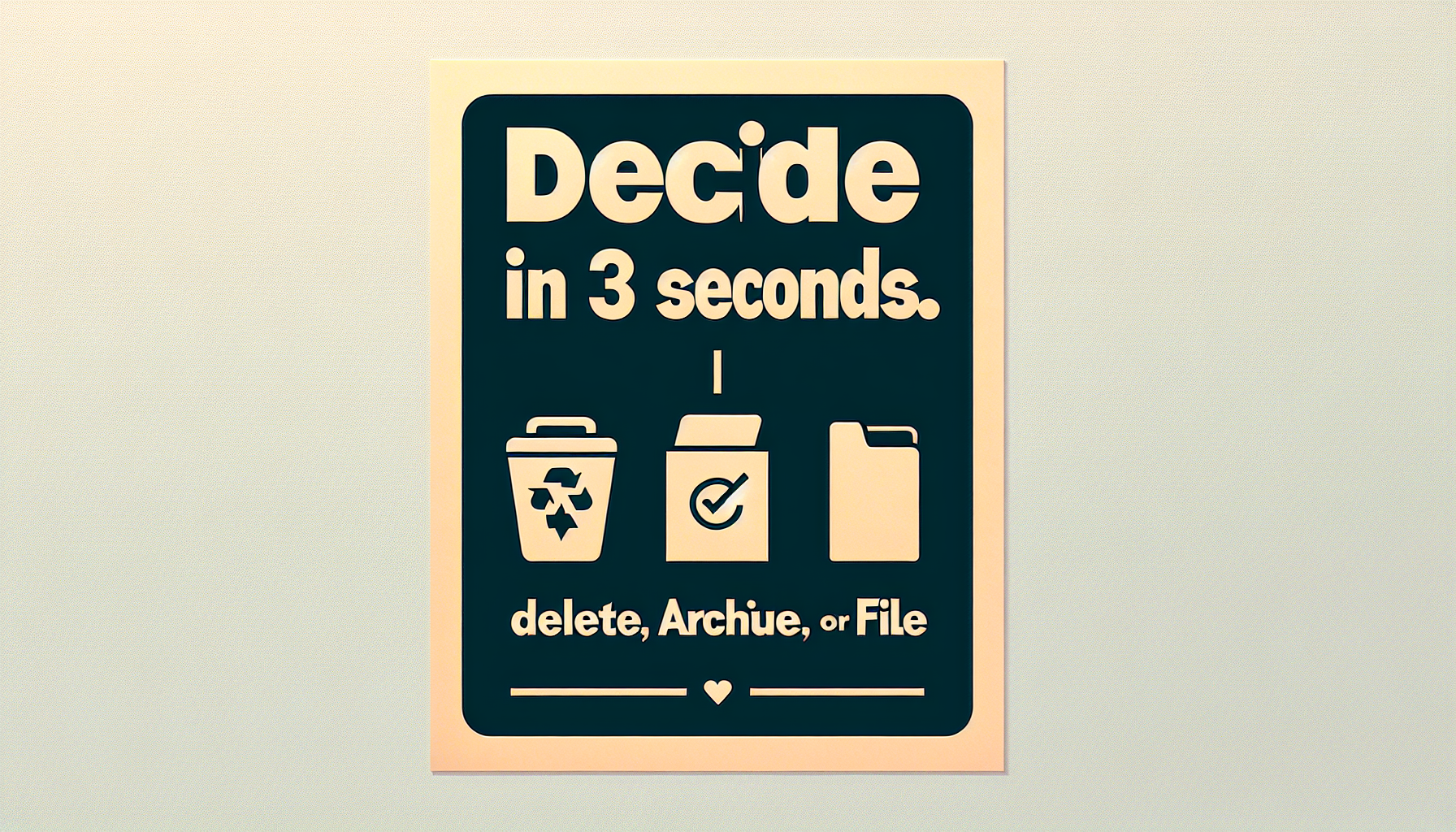 A graphic showing the options to delete, archive, or file digital items.