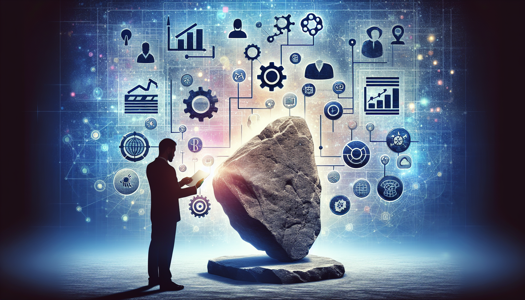 An illustration of a Rosetta Stone translating old career skills into new industry-relevant competencies.