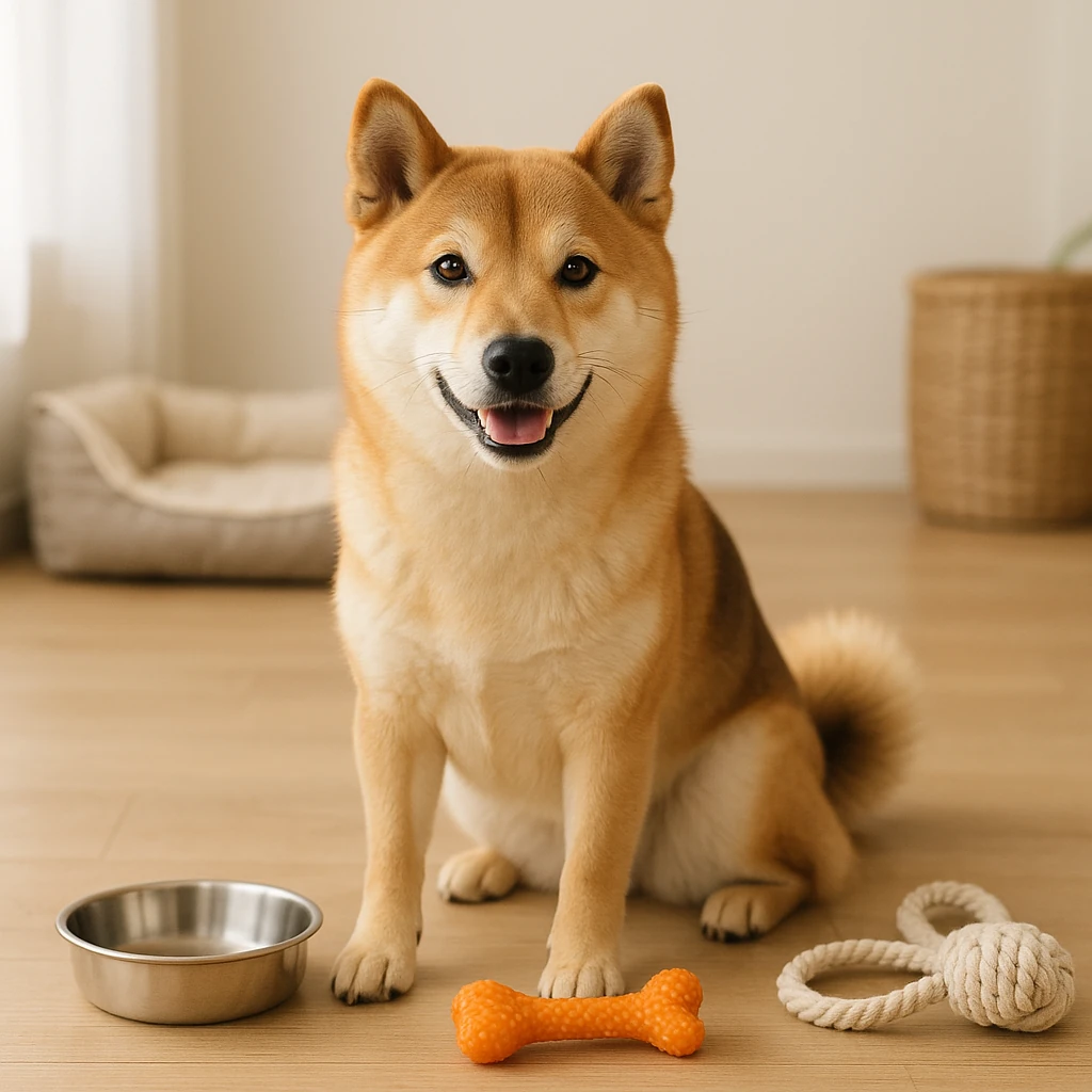 柴犬を飼うために必要なアイテムについて考える（テーマ: 柴犬）の内容に沿ったイメージ。セクション「柴犬 飼い方 おすすめグッズを知ることが大切です」を視覚化。要