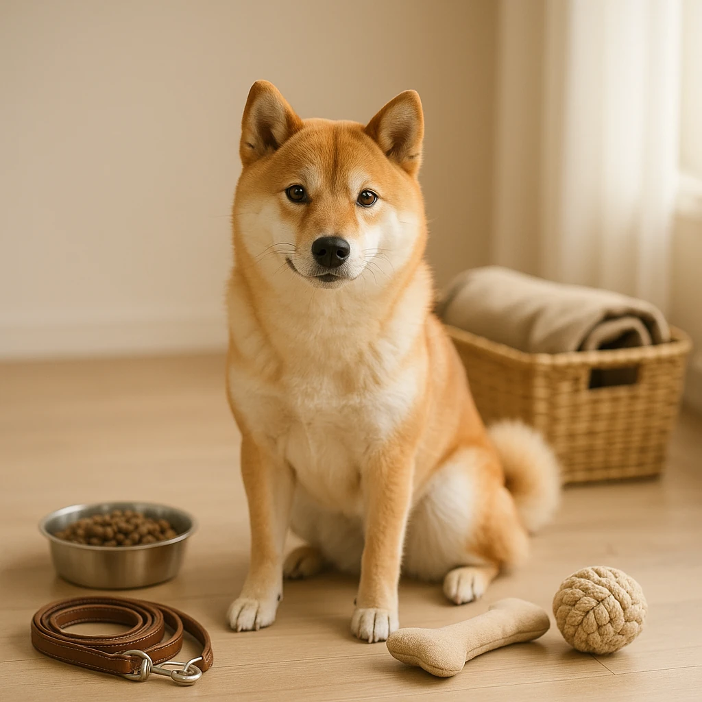コジマで柴犬に最適なペット用品を見つけよう(テーマ: 柴犬)の内容に沿ったイメージ。セクション「柴犬に必要な基本的なアイテムとは」を視覚化。要点:柴犬に最適なペ