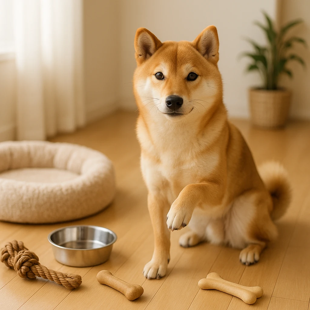 ジュエルペットサービスを利用して柴犬を幸せにする方法(テーマ: 柴犬)の内容に沿ったイメージ。セクション「柴犬を迎えるための準備と必要なもの」を視覚化。要点:ジ
