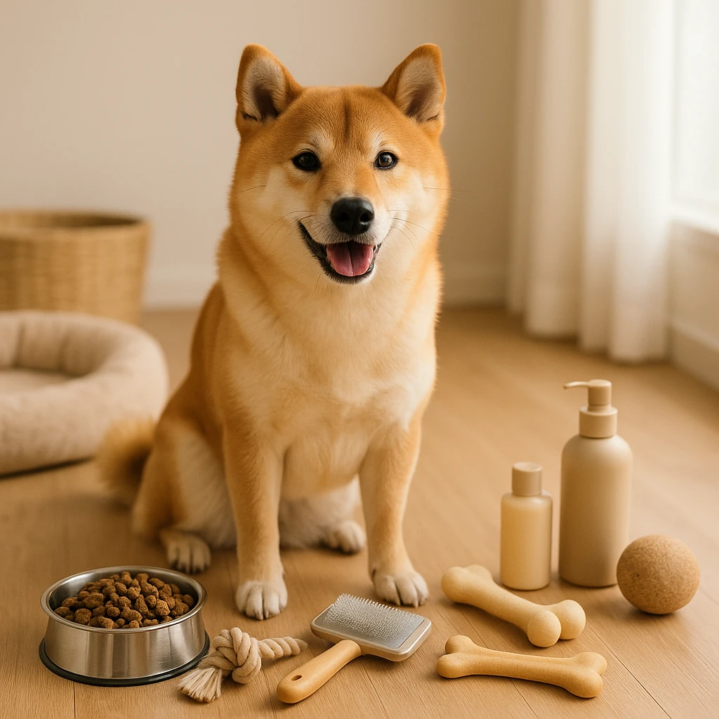 柴犬に必要なペットグッズ完全ガイド（テーマ: 柴犬）の内容に沿ったイメージ。セクション「柴犬におすすめのペットグッズを一覧で紹介します」を視覚化。要点:柴犬を飼