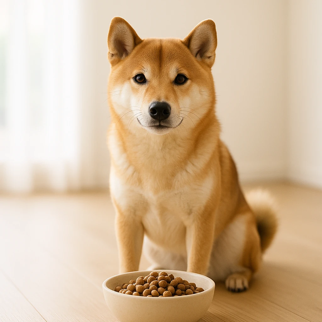 柴犬の健康を支える食事管理の重要性(テーマ: 柴犬)の内容に沿ったイメージ。セクション「柴犬に適した食事の選び方とポイント」を視覚化。要点:柴犬の健康を維持する