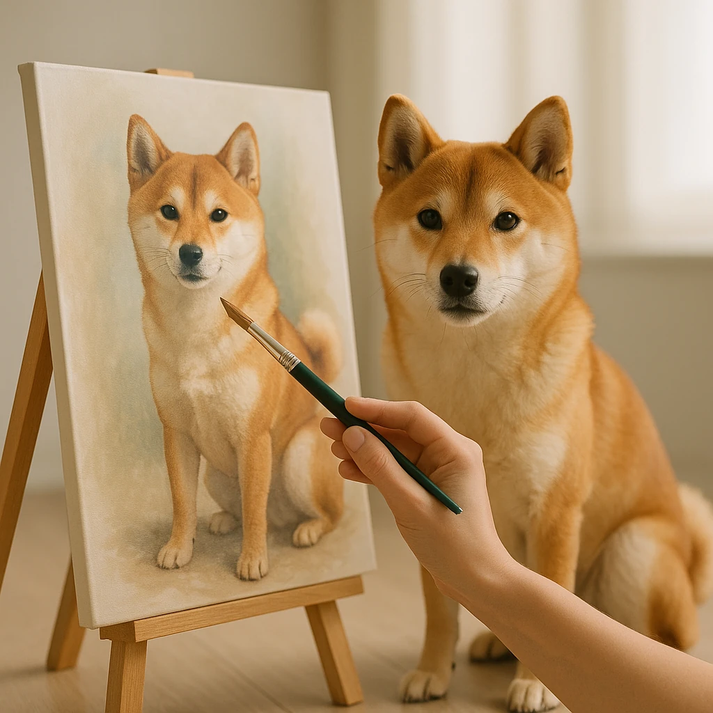 柴犬を描く楽しさ!ペイントペットの魅力と始め方(テーマ: 柴犬)の内容に沿ったイメージ。セクション「ペイントペットとは柴犬を描くアートの楽しみ方」を視覚化。要点