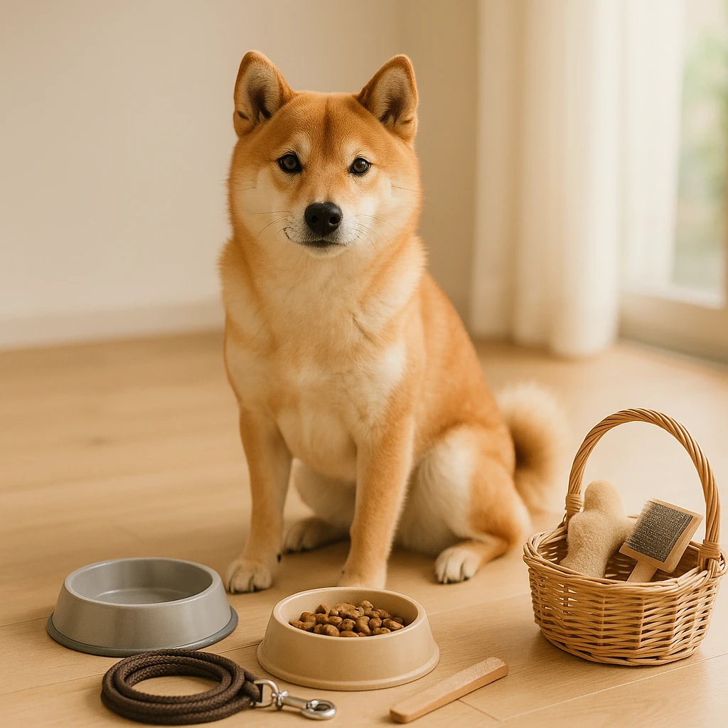 柴犬のお世話完全ガイド｜健康で幸せに育てる方法（テーマ: 柴犬）の内容に沿ったイメージ。セクション「柴犬のお世話に必要な準備と道具」を視覚化。要点:柴犬のお世話