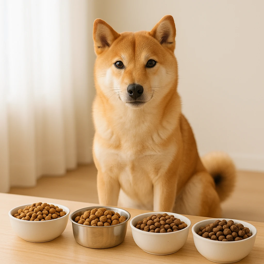 柴犬に最適なペットフードの選び方（テーマ: 柴犬）の内容に沿ったイメージ。セクション「柴犬におすすめのペットフードの比較一覧」を視覚化。要点:柴犬にとって適切な