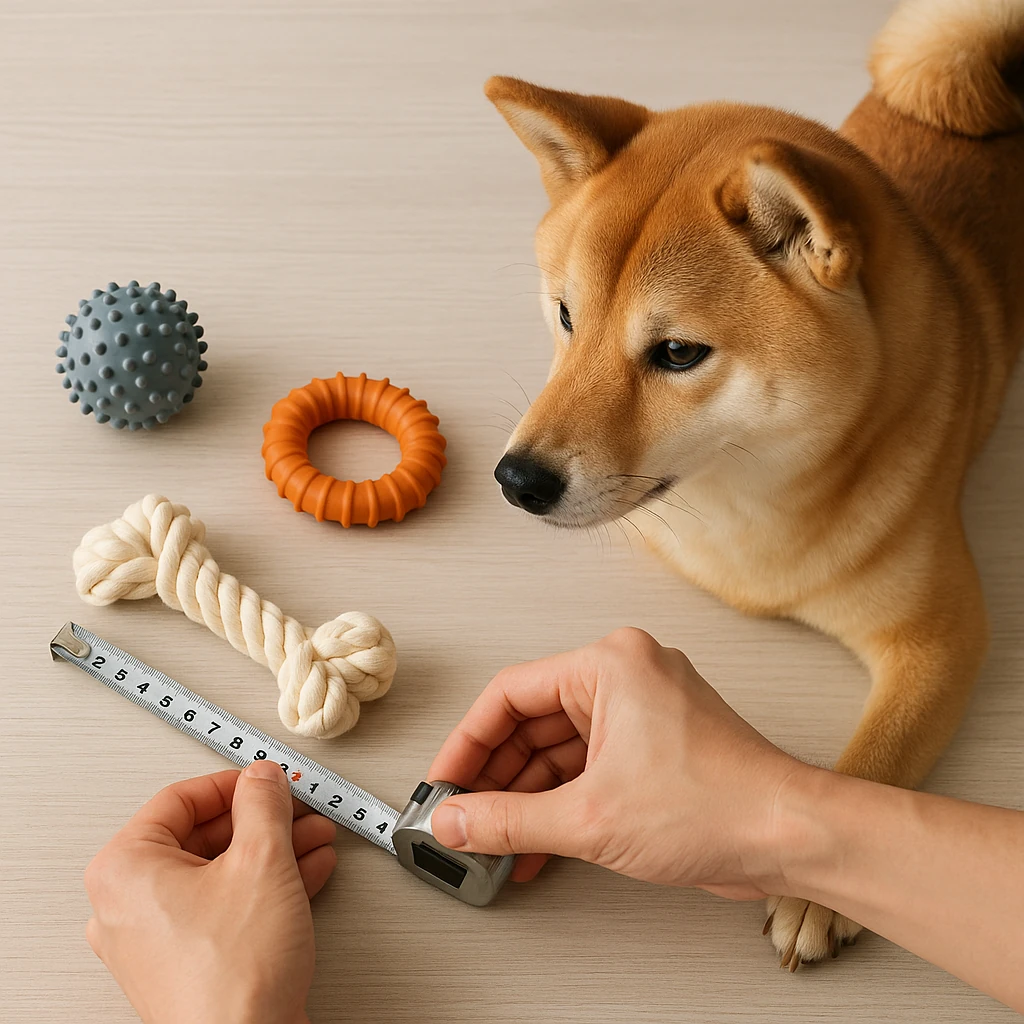 柴犬の旅行前準備。いつものフードや安心グッズ、休憩計画を整えて食欲低下を防ぐイメージ。