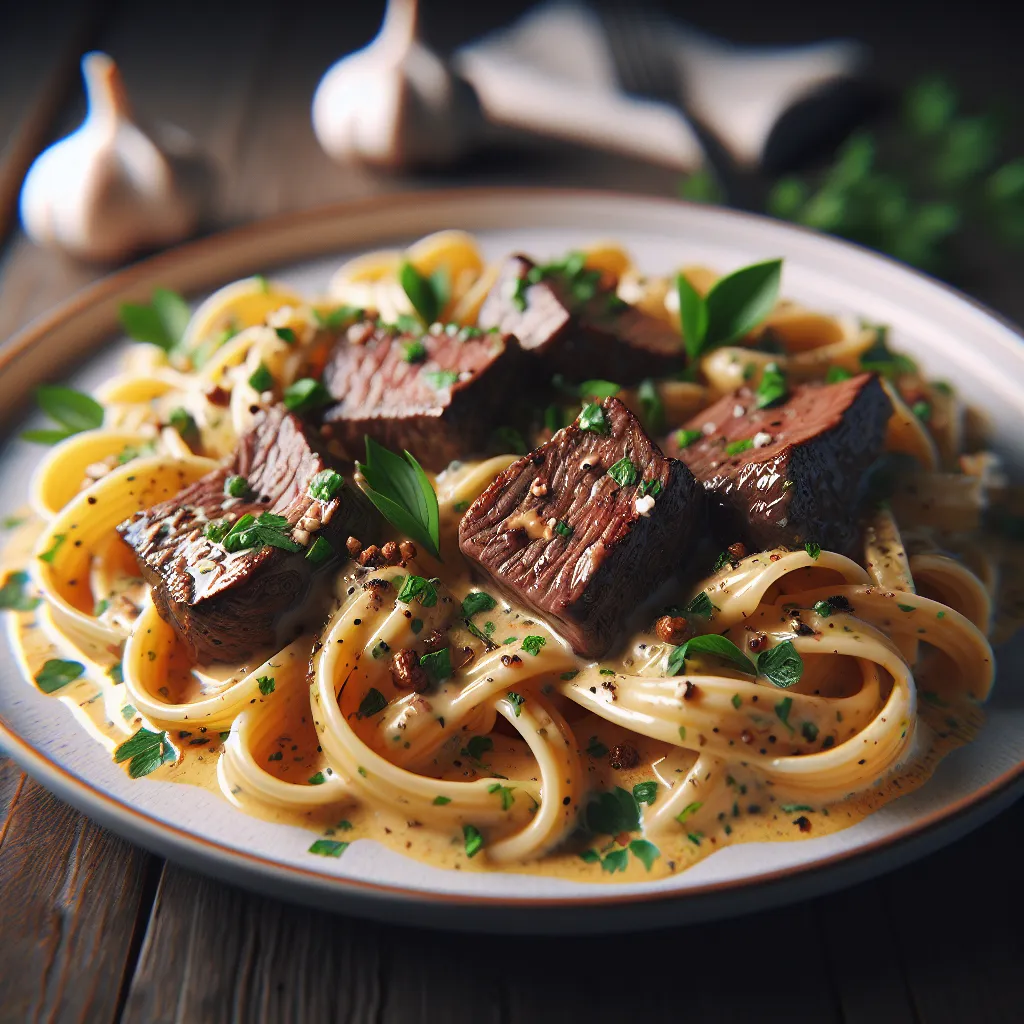Creamy Garlic Beef Pasta