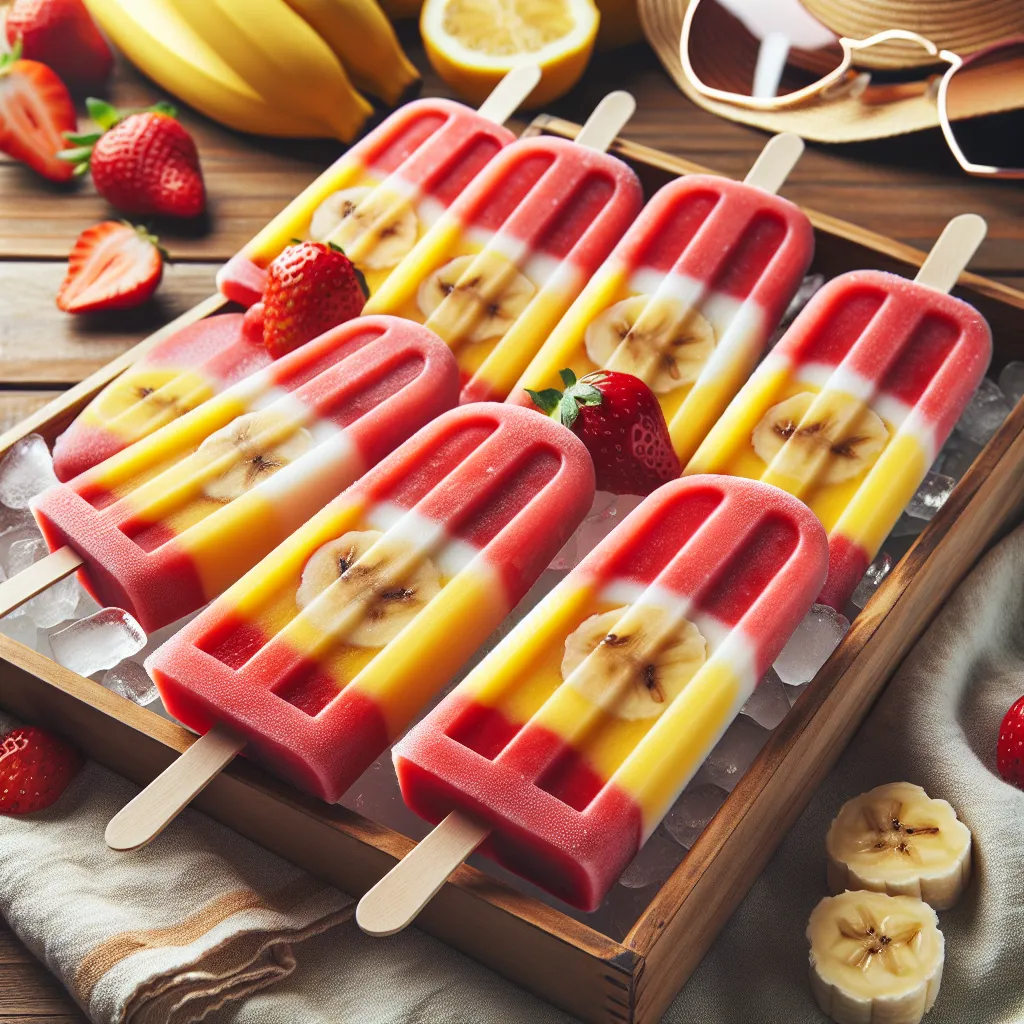 Erdbeer-Bananen-Popsicles