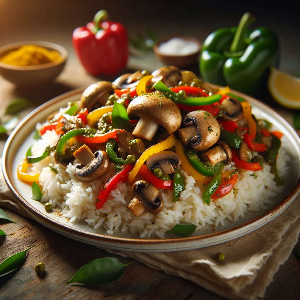 Reis mit Champignons und Paprika