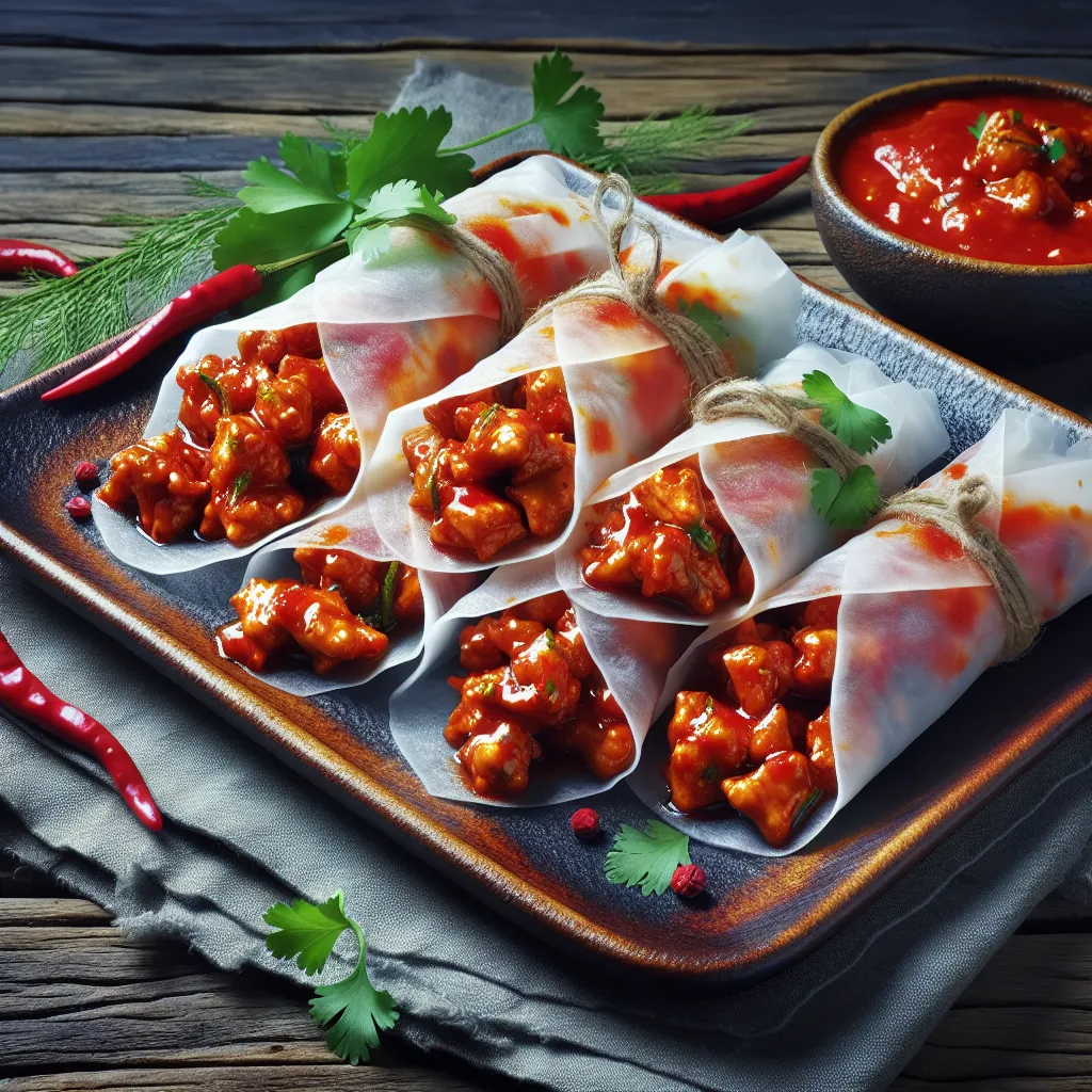 Spicy Chicken Paper Wraps