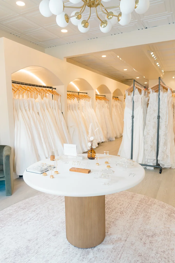 boutique interior display with designer bridal gowns boutique interior display with designer bridal gowns