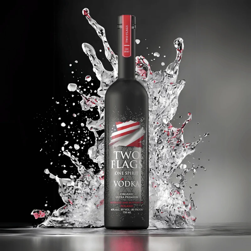 Two Flags One Spirit vodka bottle - cucumber melon martini