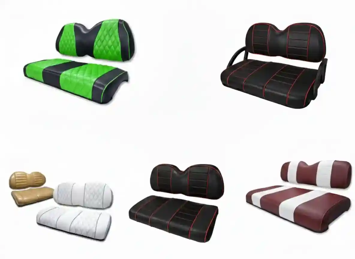 luxury golf cart interior with high-end diamond stitched custom upholstery - golf cart custom seat covers