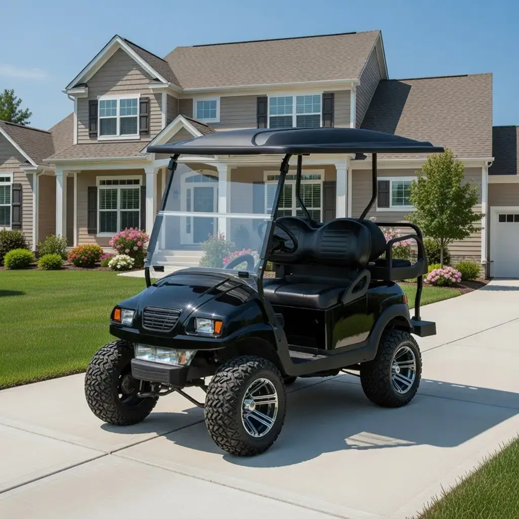 golf cart tires 14 on custom wheels in a driveway - golf cart tires 14
