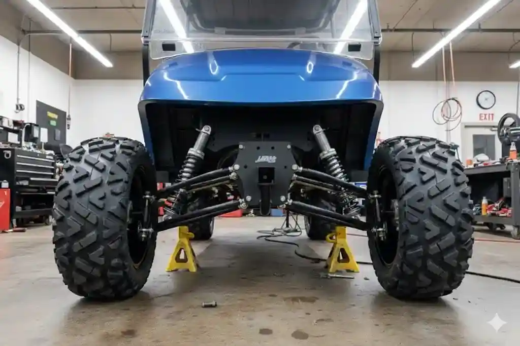 lifted golf cart on off-road terrain - Lifted golf cart parts