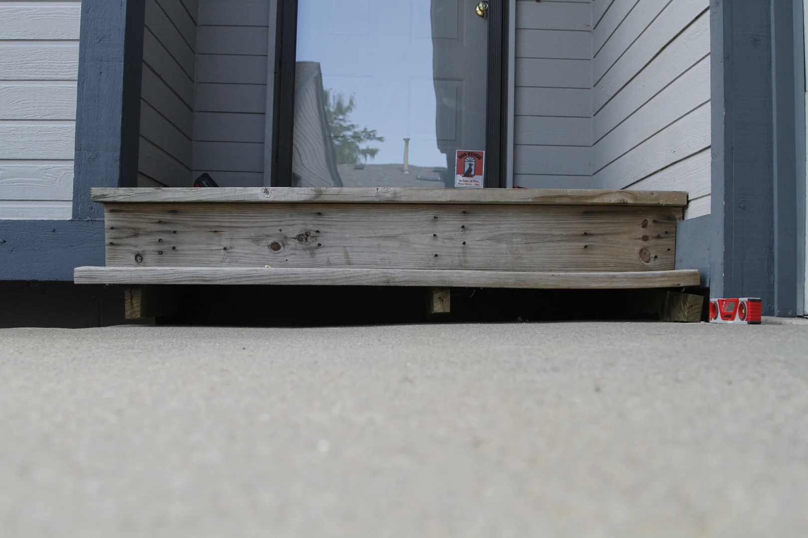 wooden formwork braced on a concrete step corner wooden formwork braced on a concrete step corner