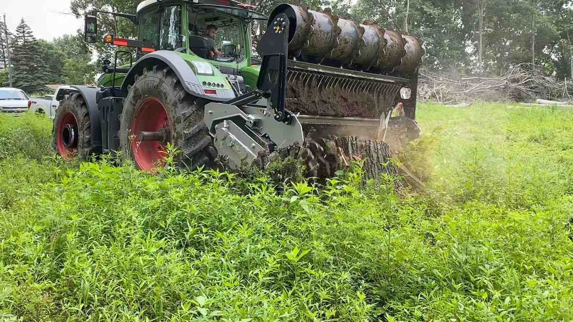 forestry mulcher clearing dense brush on commercial site - commercial vegetation control forestry mulcher clearing dense brush on commercial site - commercial vegetation control