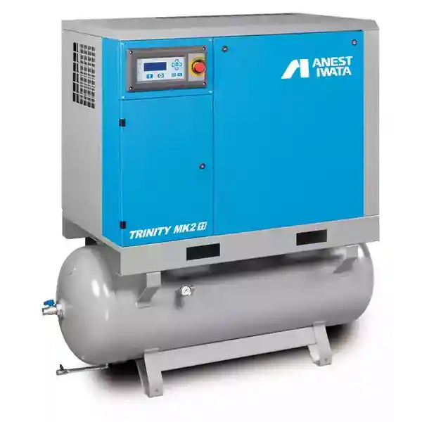 Powerful, tank-mounted rotary screw compressor for car painting requiring high-quality, constant air supply.