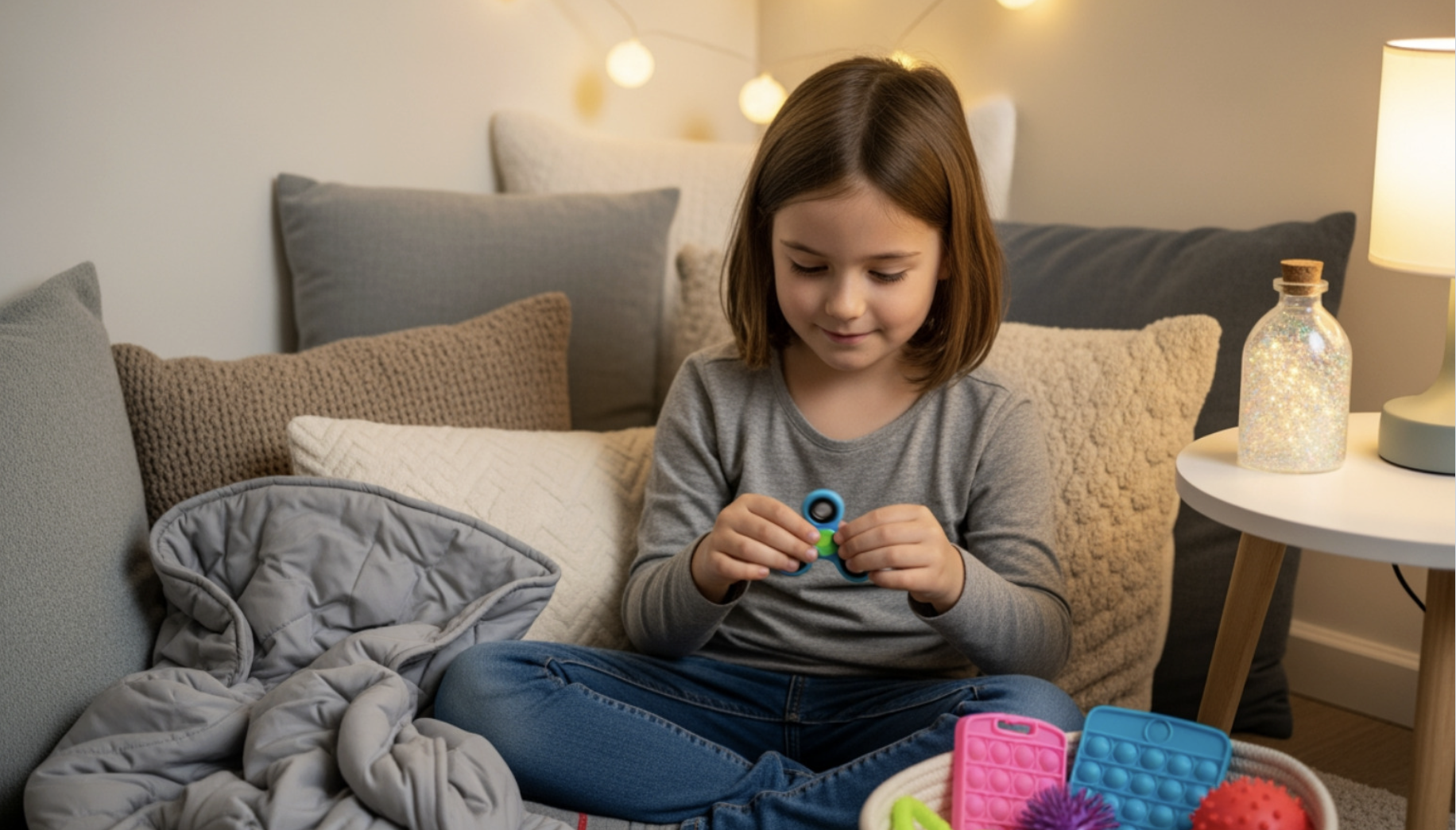 cozy calm down corner with soft pillows and sensory toys - how to calm emotional dysregulation cozy calm down corner with soft pillows and sensory toys - how to calm emotional dysregulation