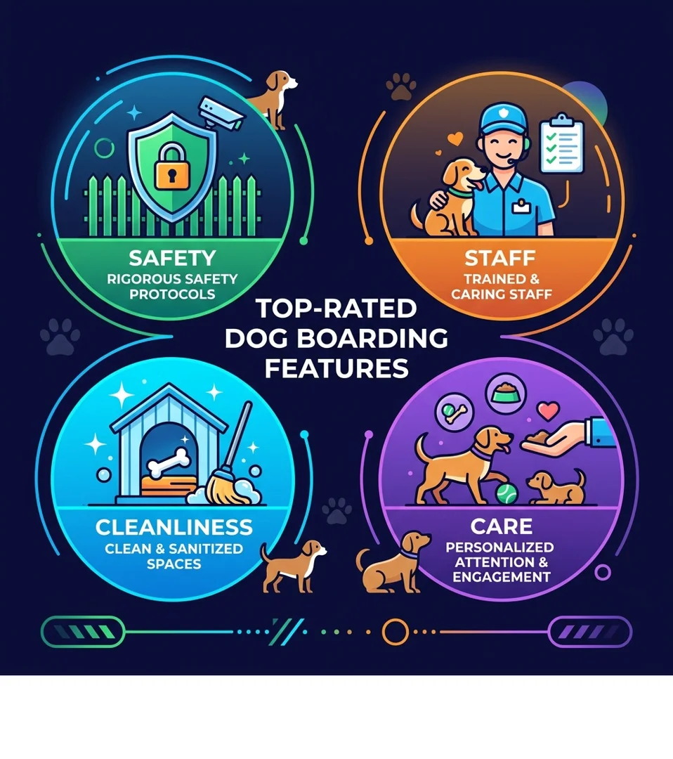 Attentive staff caring for boarding dog