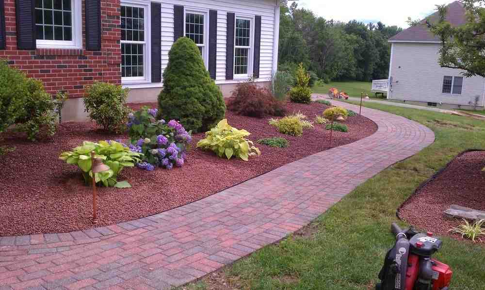 stone walkway - low maintenance commercial landscaping