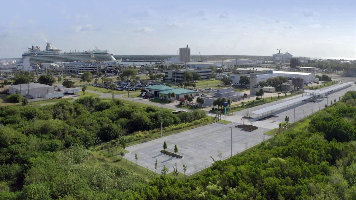 Map of Port Canaveral showing various parking lot tiers by distance - cheap cruise terminal parking port canaveral Map of Port Canaveral showing various parking lot tiers by distance - cheap cruise terminal parking port canaveral