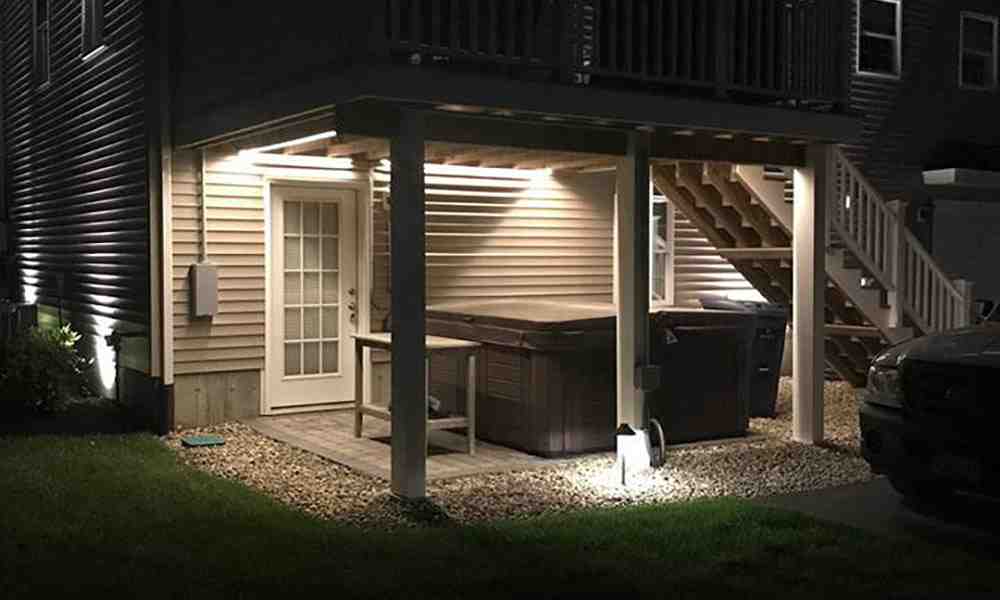 Path lights along a garden pathway - exterior home lighting