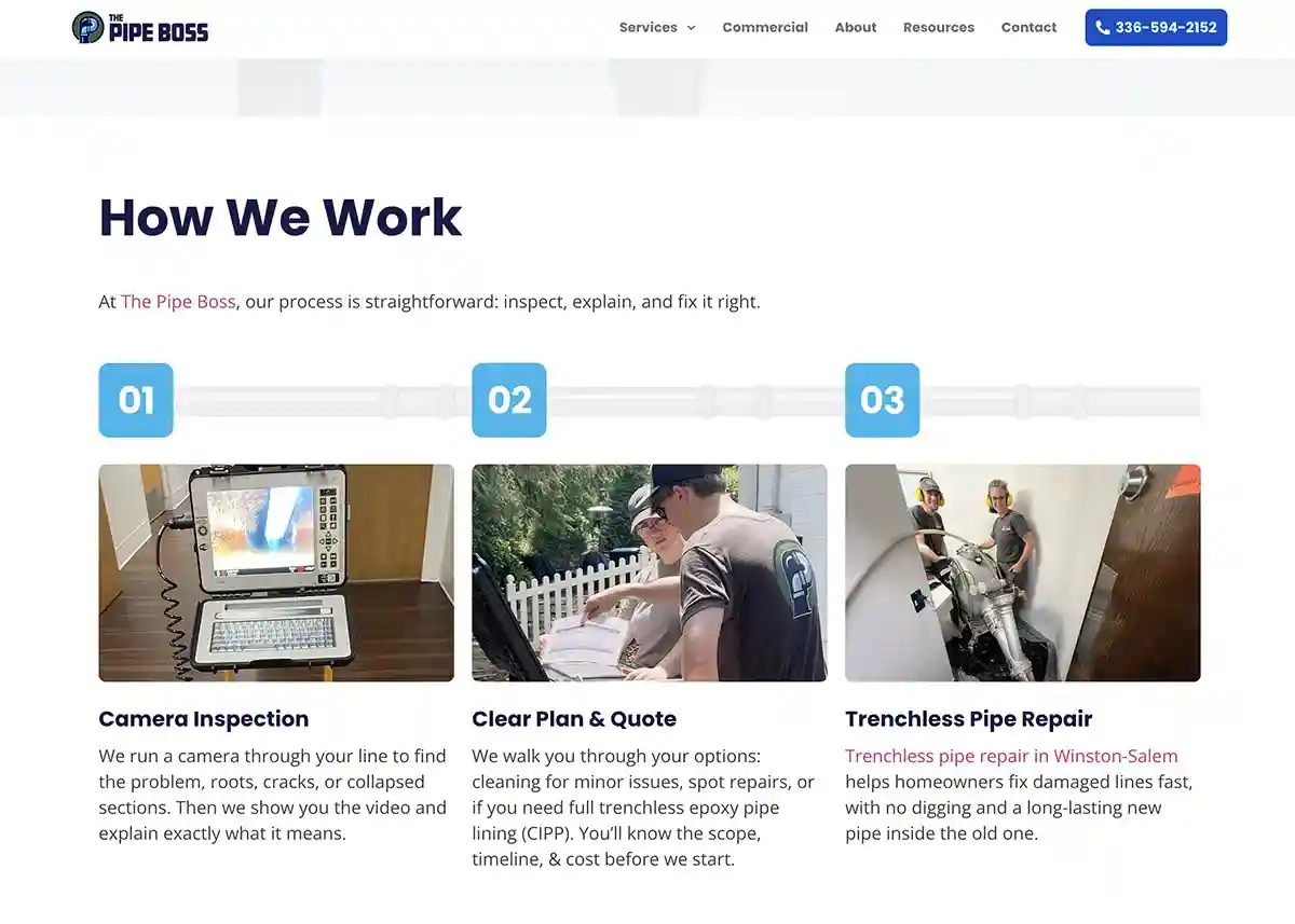 plumber smiling and giving a thumbs up after fixing a leaky faucet - seo company for plumbers