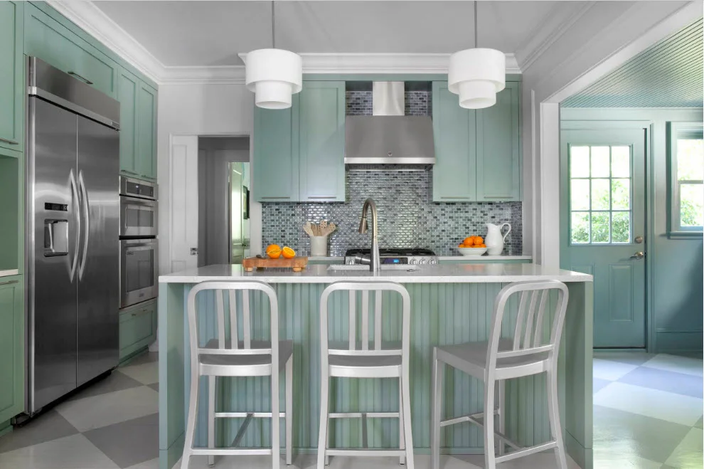Comparison of counter-height, dropped dining, and stepped multi-level kitchen islands Comparison of counter-height, dropped dining, and stepped multi-level kitchen islands