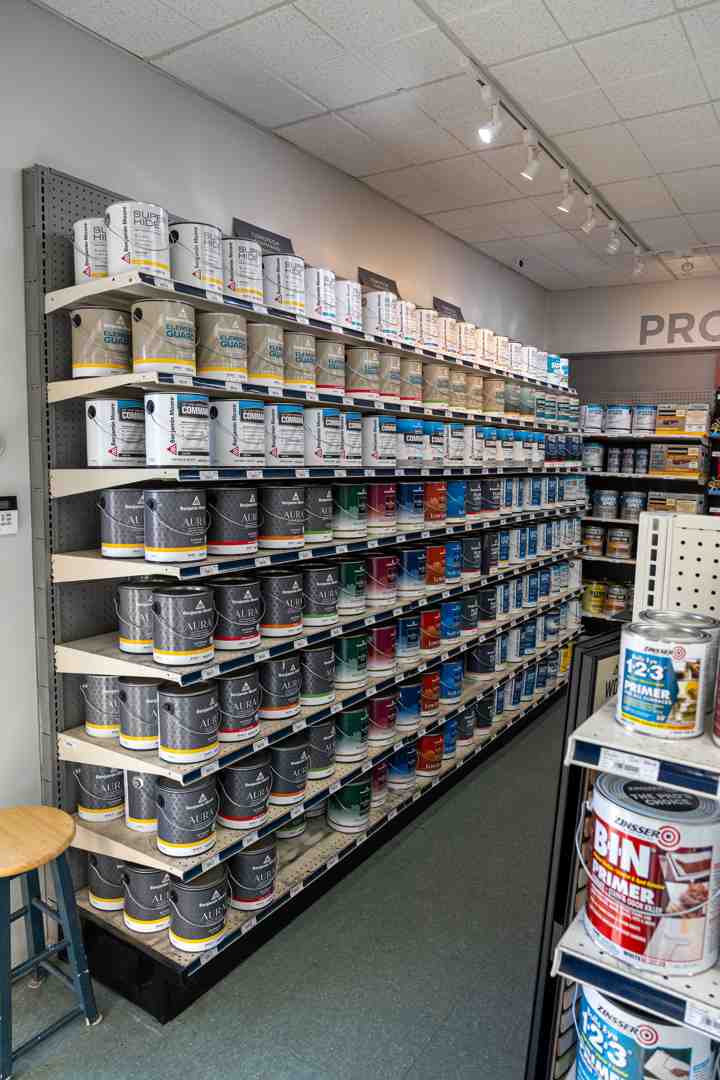 well-organized paint store interior - Benjamin Moore Cranston
