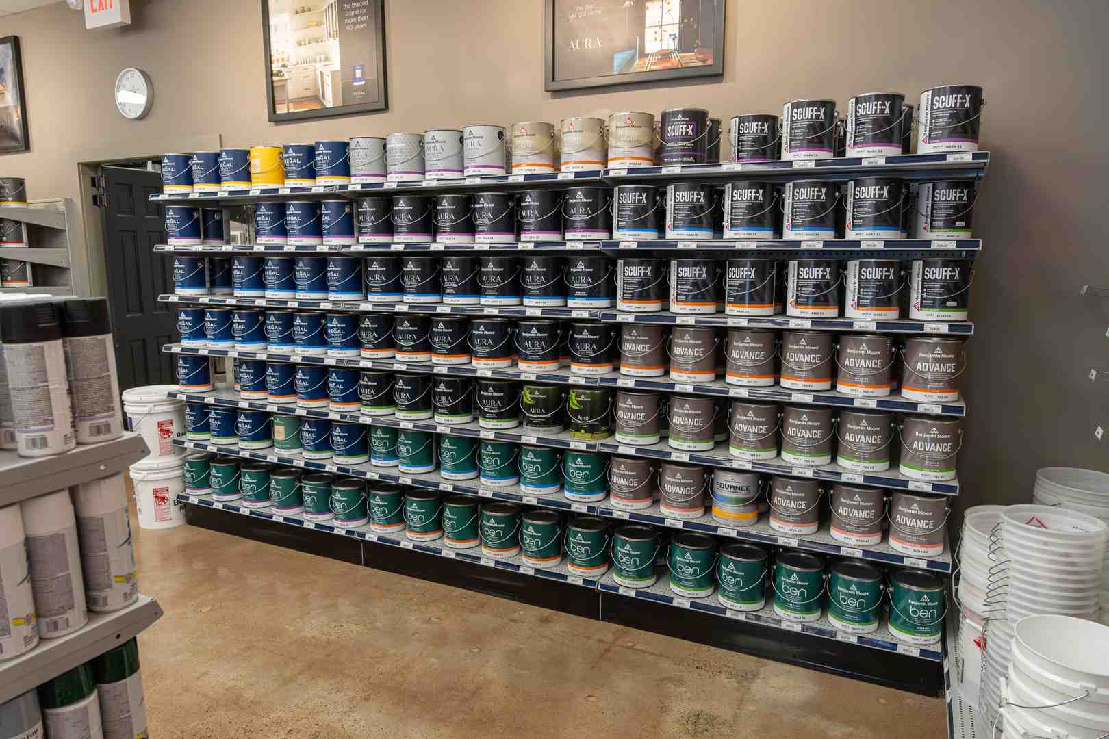 well-organized, bright paint store aisle with color chip displays - Paint store Westerly RI well-organized, bright paint store aisle with color chip displays - Paint store Westerly RI
