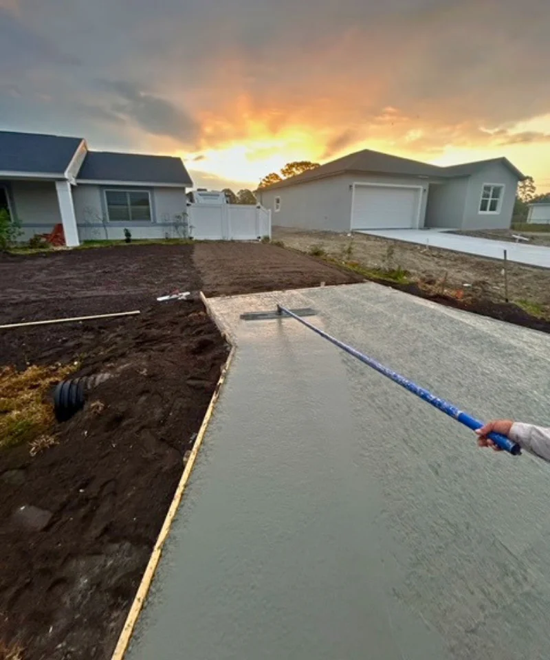 Professional concrete finishing work showing smooth surface texture