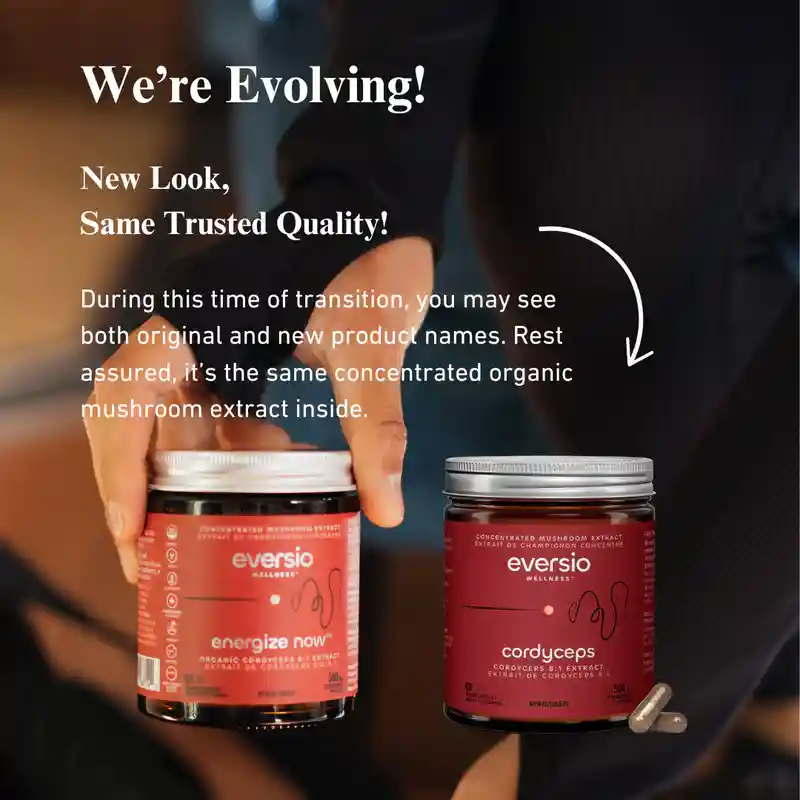 Comparison of old and new packaging for Cordyceps mushroom extract used as a potent, natural supplement for a daily immune boost. Comparison of old and new packaging for Cordyceps mushroom extract used as a potent, natural supplement for a daily immune boost.