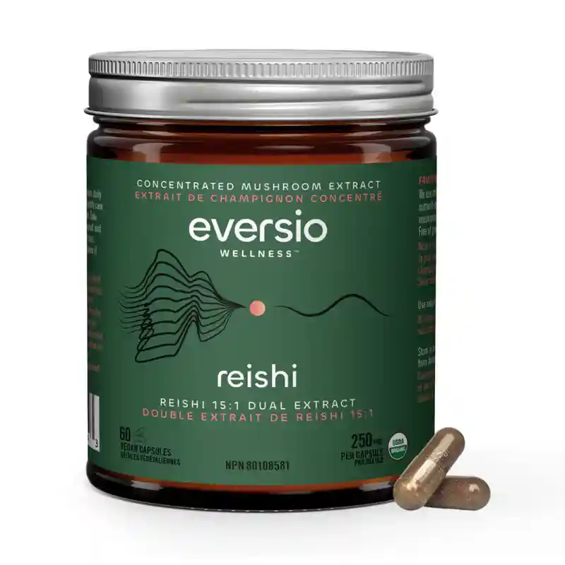 Eversio Wellness Reishi (Chill Now) organic mushroom extract capsules for stress support. - mycelium vs fruiting body Eversio Wellness Reishi (Chill Now) organic mushroom extract capsules for stress support. - mycelium vs fruiting body