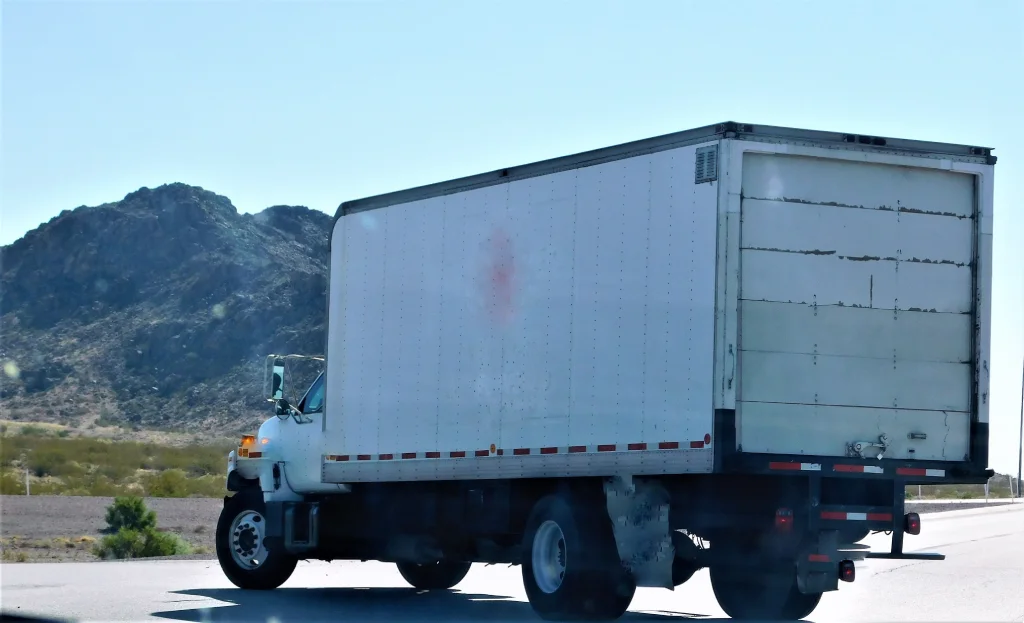 delivery truck arriving on time for B2B client delivery truck arriving on time for B2B client