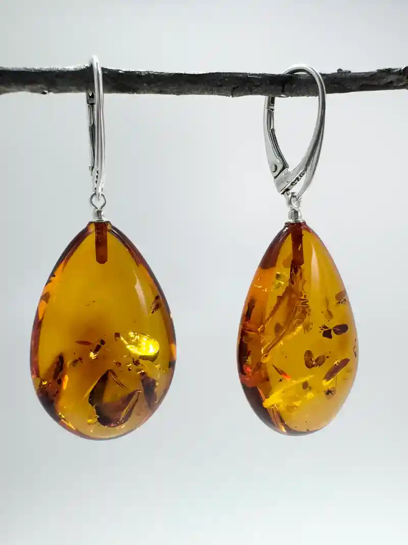 Baltic amber earrings in sterling silver - Amber earrings silver