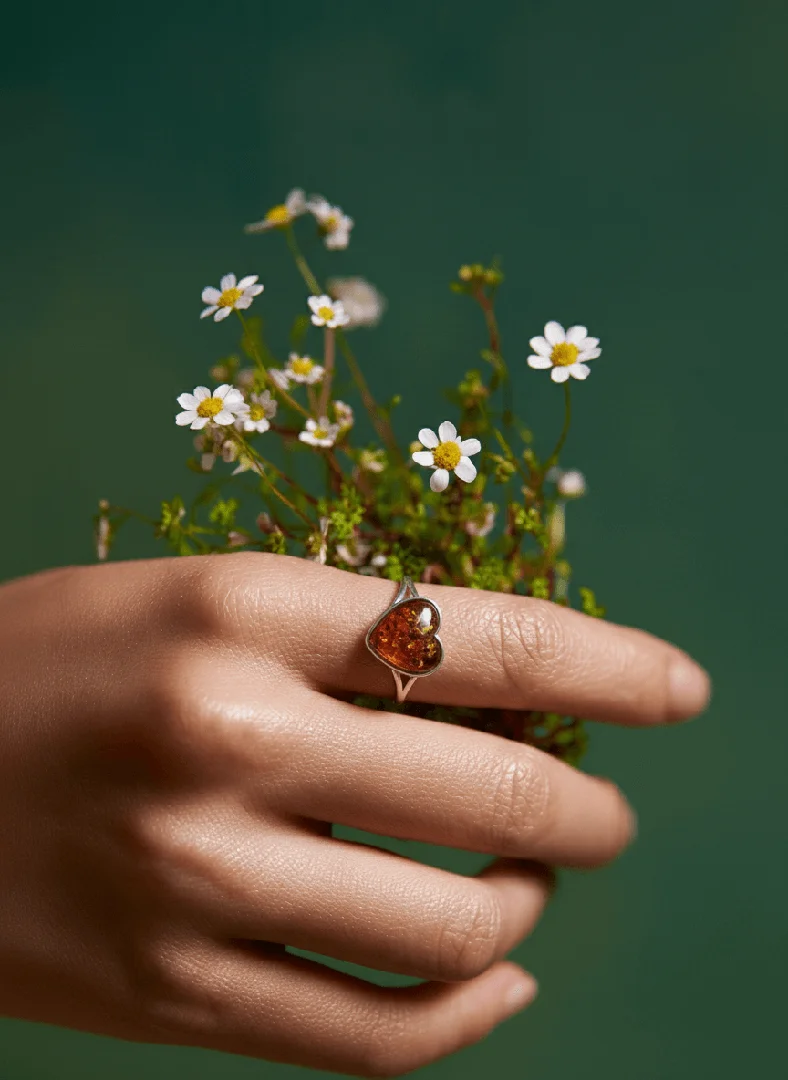natural healing amber ring