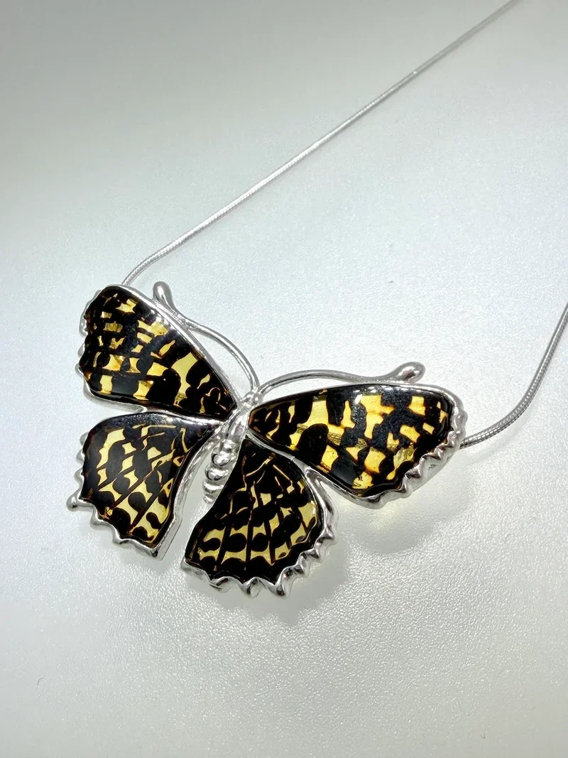 amber silver necklace