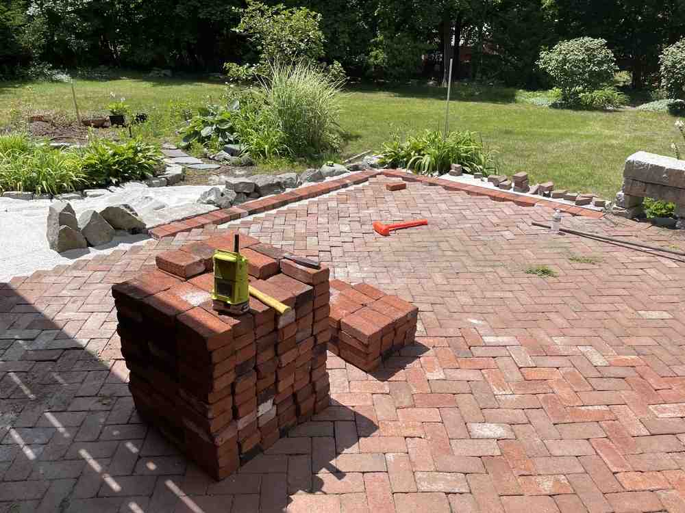 patio under construction, showing the base layer preparation - patio construction companies