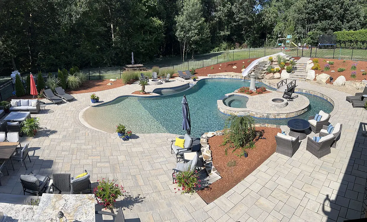 multi-level pool deck layout - pool deck construction