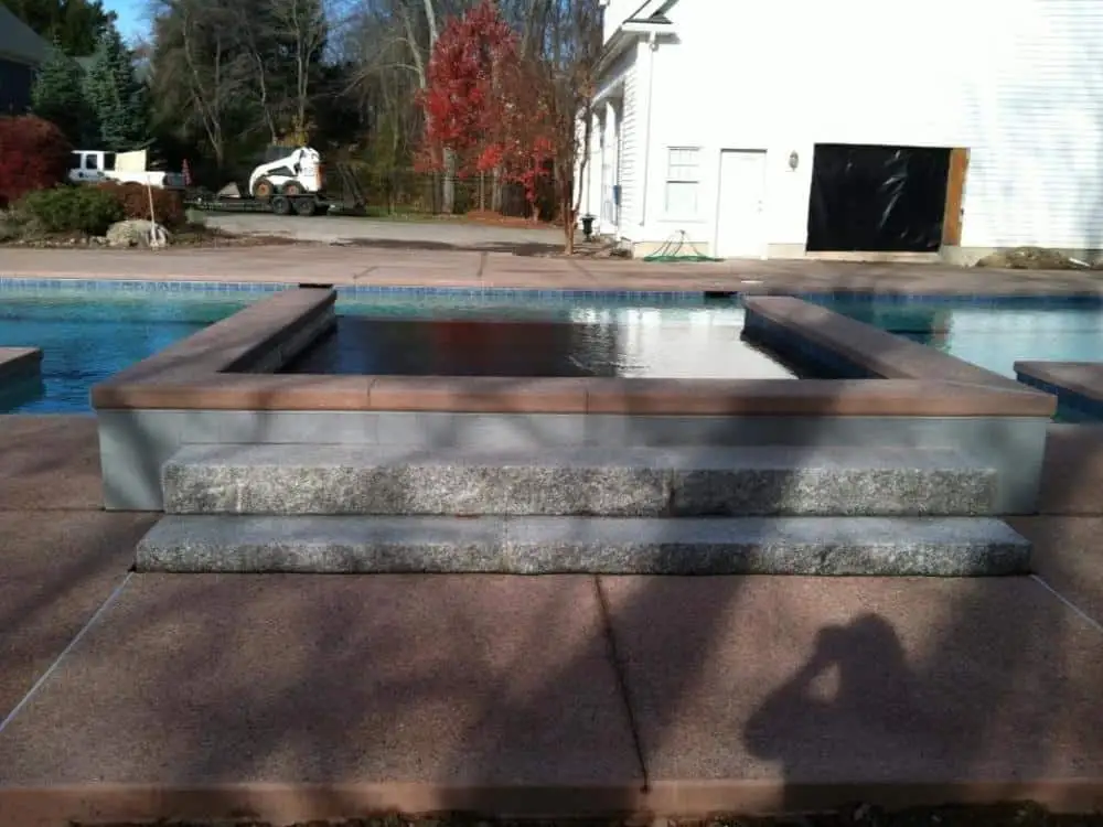 modern geometric custom spa in New England backyard