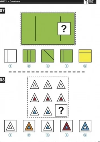 A young student solving a complex 3x3 figure matrix puzzle - G&T admission practice tests