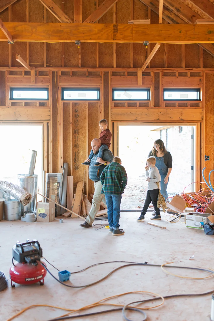 Active Oklahoma residential construction site with framing underway