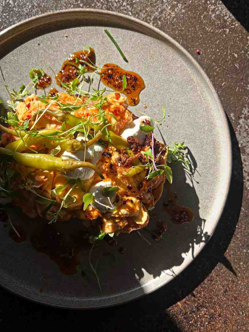 The vibrant Chilli Scramble on sourdough.
