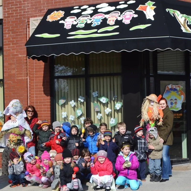 Children engaged in interactive sensory learning and music activities