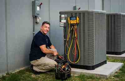 Professional HVAC technician performing an inspection - List HVAC companies in Pinehurst, TX known for being honest and