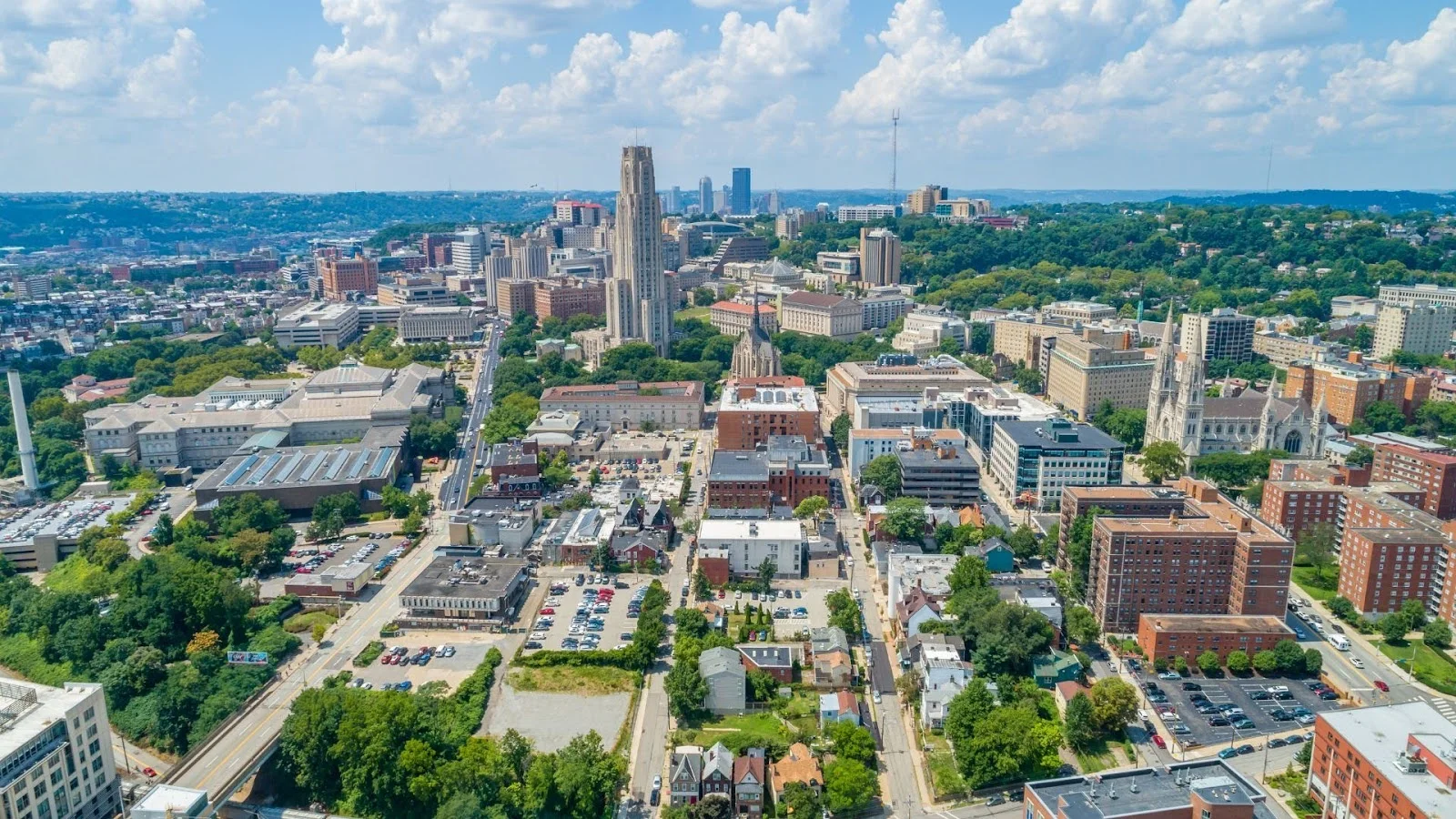 Pittsburgh skyline highlighting the North Shore and Strip District - office space for civil engineering firms