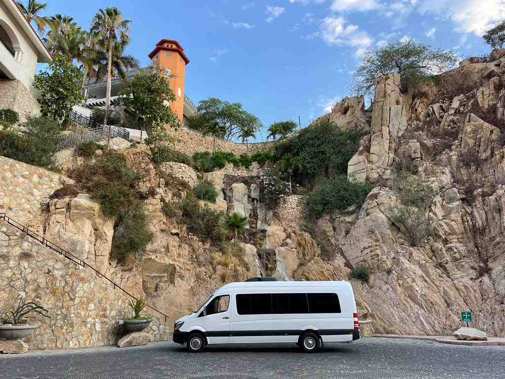 Shared shuttle van with passengers - Cabo airport shuttle services