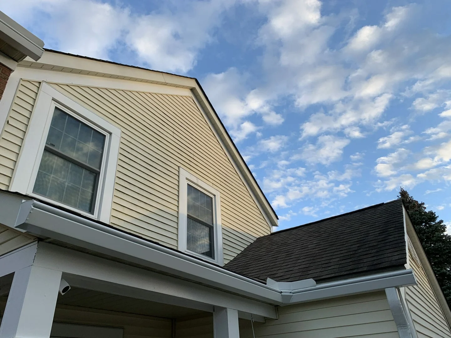 K-Guard leaf-free gutter system in anthracite grey installed on a modern home roofline